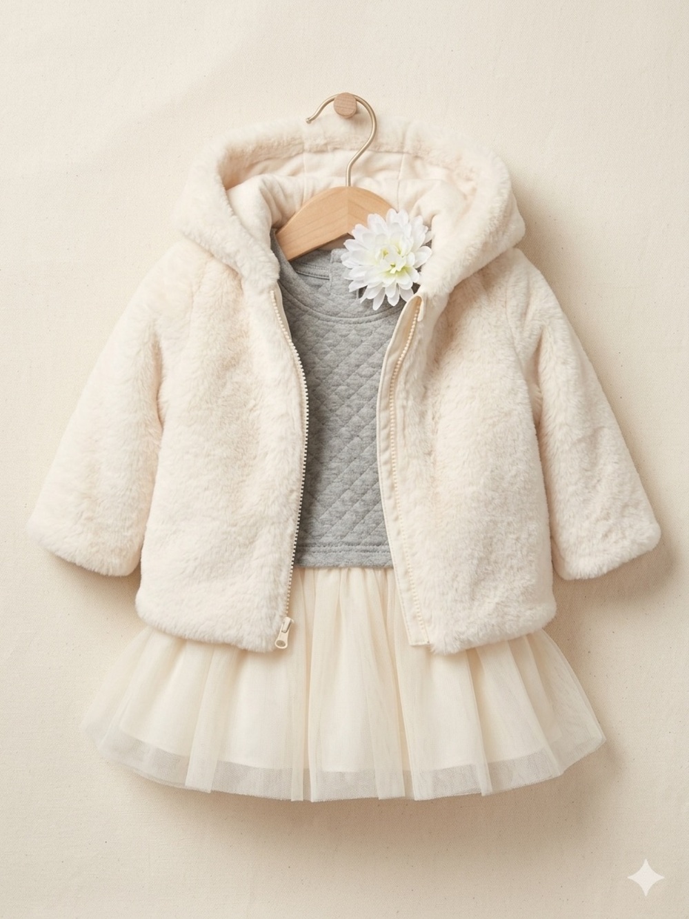 NWT Baby Gap Special Occasion Bundle - Faux Fur Jacket & Tulle Dress 0-3M NOS